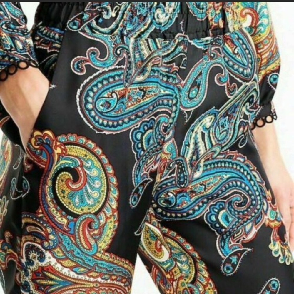 J. Crew Silk Paisley Pants